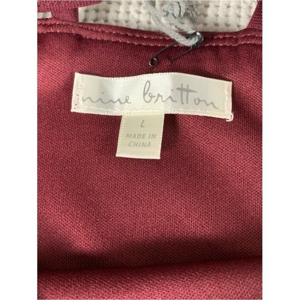 nine britton Double-Strap‎ V-Neck Midi Dress Burgundy Plum Large Career Evening - Picture 2 of 11